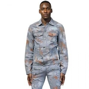 Pin Stripe Twill Distressed Jacket